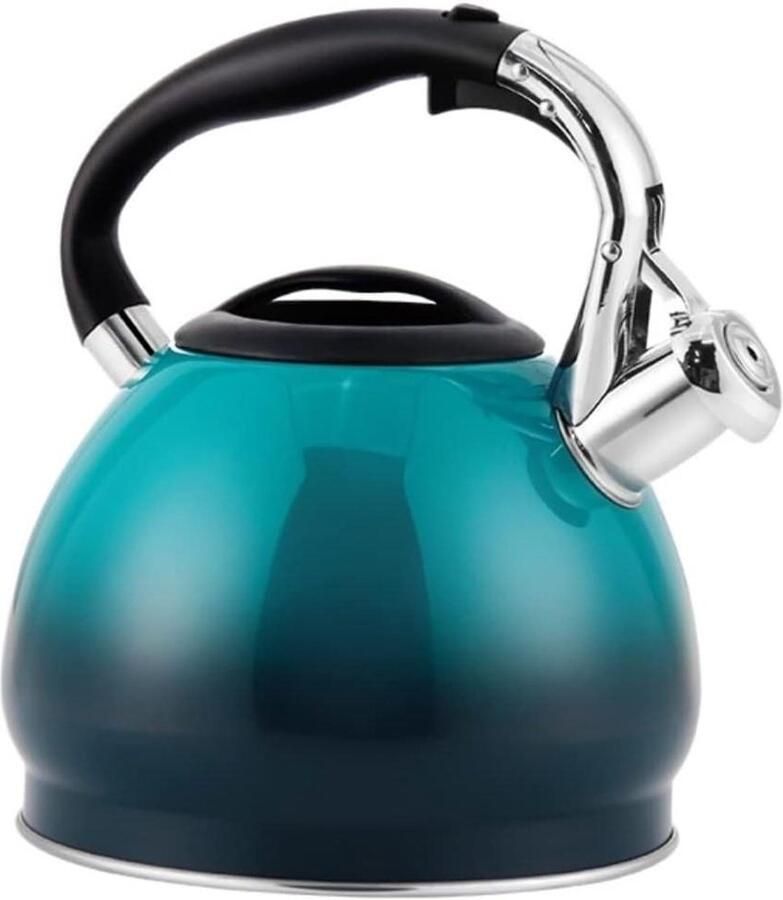 Theeketel Roestvrij Staal Fluitketel Waterkoker Water Koken Hoorebaar Fluitje 3 Liter Blauw