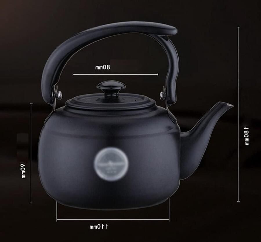 Theeketel Roestvrij Staal Koffie Waterketel Koken voor Thee Geïsoleerd Handvat 1 Liter Zwart