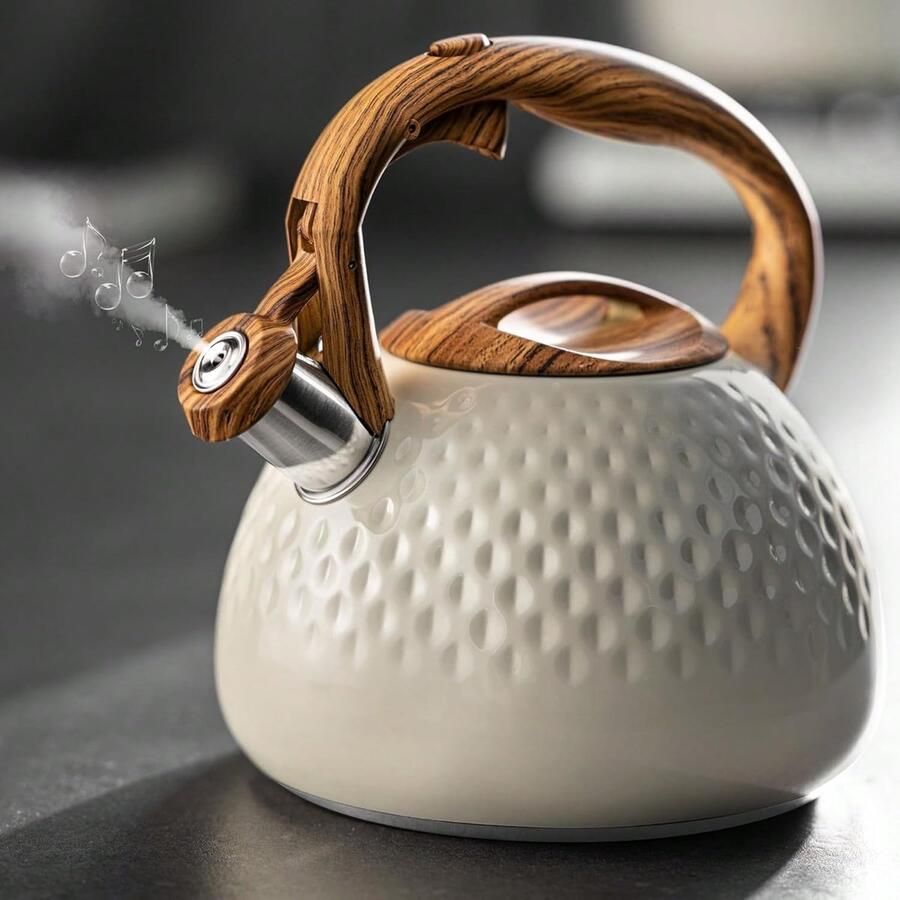 Theeketel Roestvrij Staal Waterketel Fluitje Thee Zetten Brede Warmtebasis 27 Liter Zilver