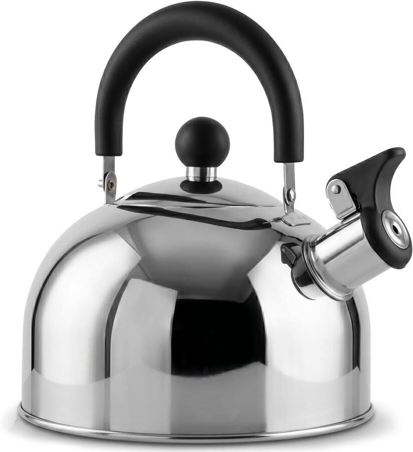 Theeketel Roestvrijstaal Waterkoker Fluitketel Water Koken Met Fluitfunctie 2 Liter Zilver Zwart