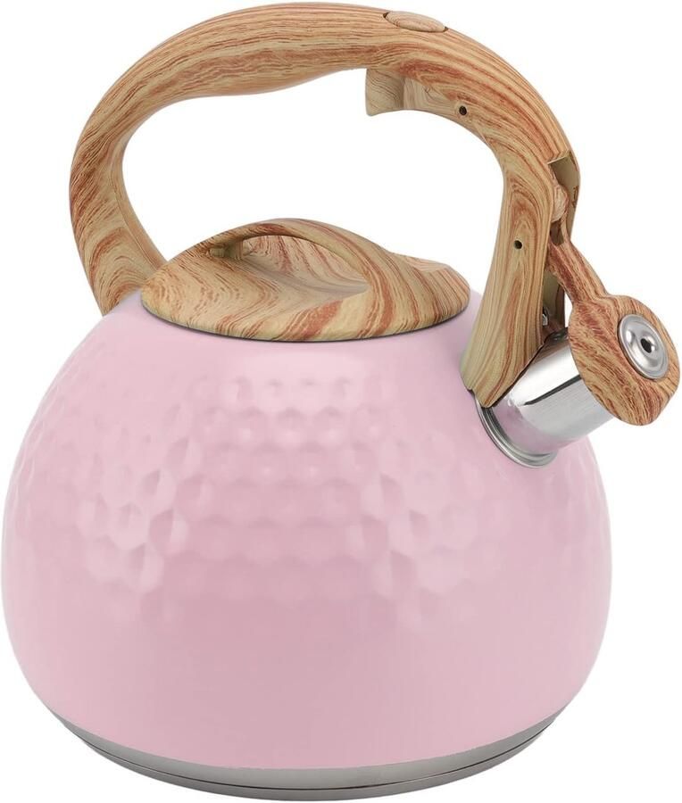 Theeketel RVS Waterkoker Fornuis Thee Zetten Luid Fluitend Alert 3 Liter Capaciteit Roze