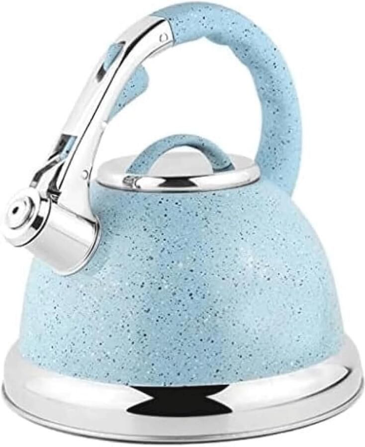 Theeketel RVS Waterkoker Thee Zetten Zacht Fluit Alarm 3.5 Liter Blauw