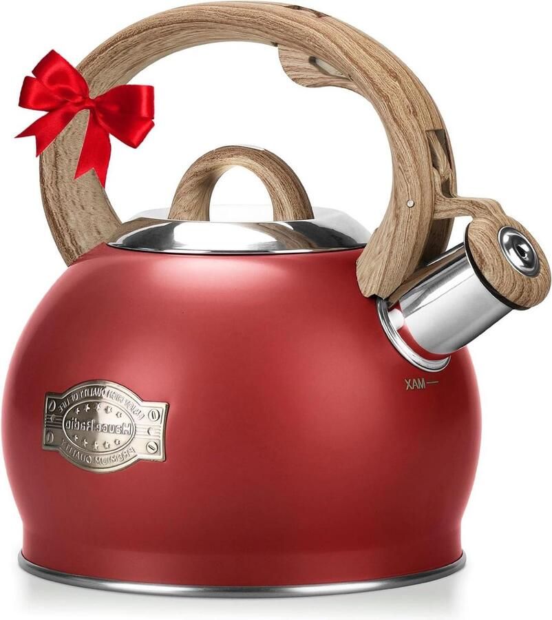 Theeketel Waterkoker Koffie en Thee Luide Fluit 2 Liter Rood
