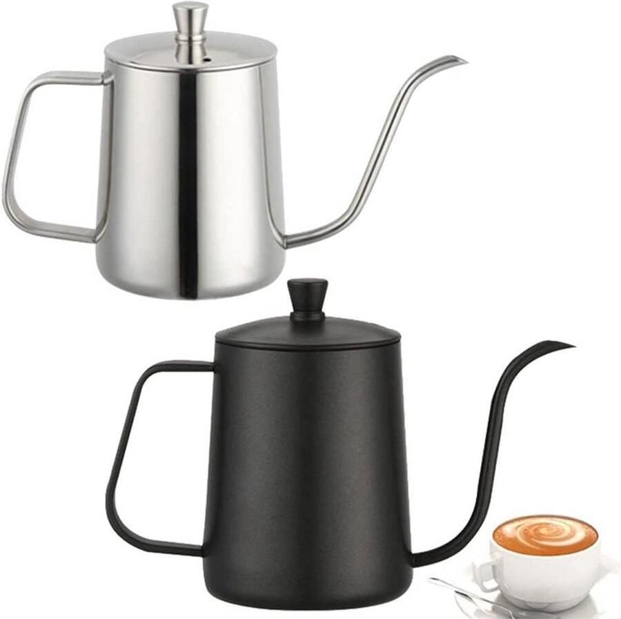 Theeketel Waterkoker Kruik Koffie en Thee Zwanenhals Uitloop 600ml Zwart
