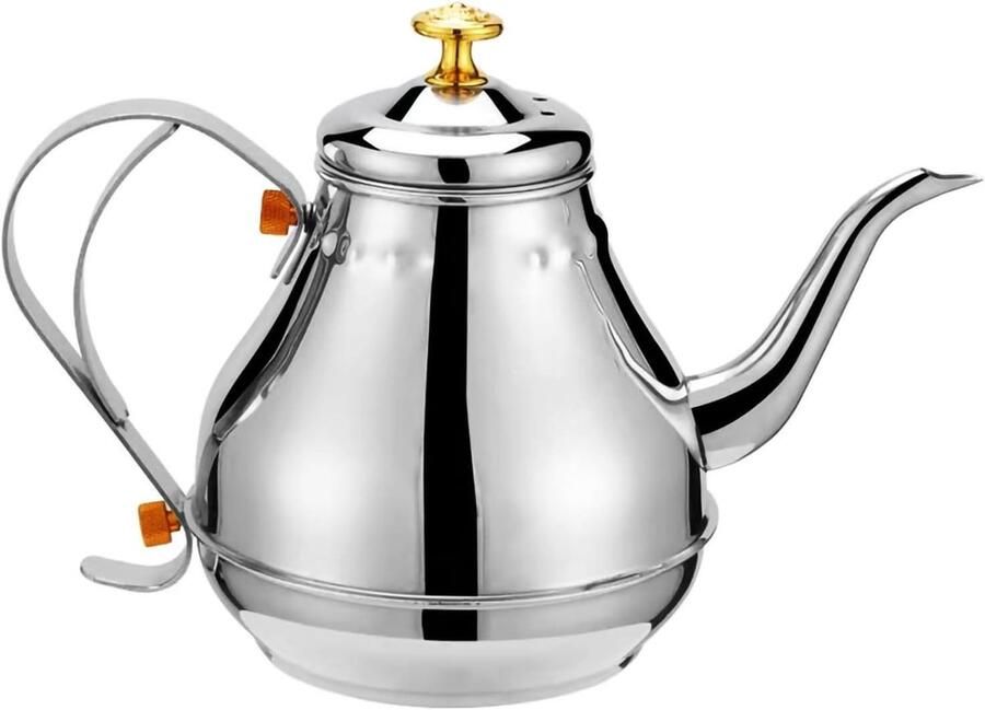 Theeketel Zwanenhals Koffiepot Warme Dranken Zetten Ingebouwde Zeef 1800ml Zilver