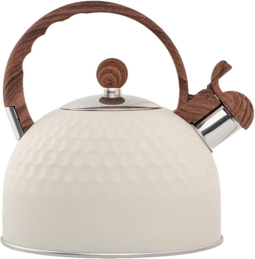 Waterkoker Theepot Ketel Thee Zetten Fluitend Alarm 2.5 liter Beige