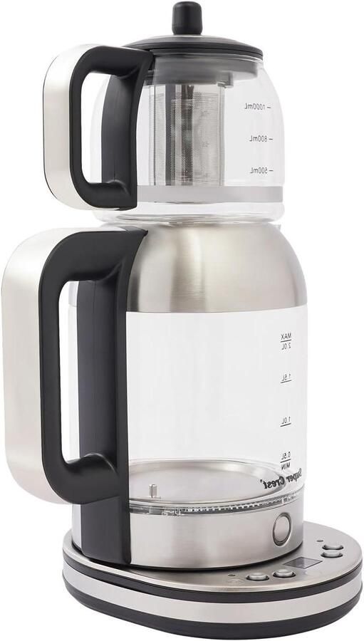 Theekoker Waterkoker Dubbele Ketel Thee Koffie Zetten Instelbare Temperatuur 2 Liter Zwart