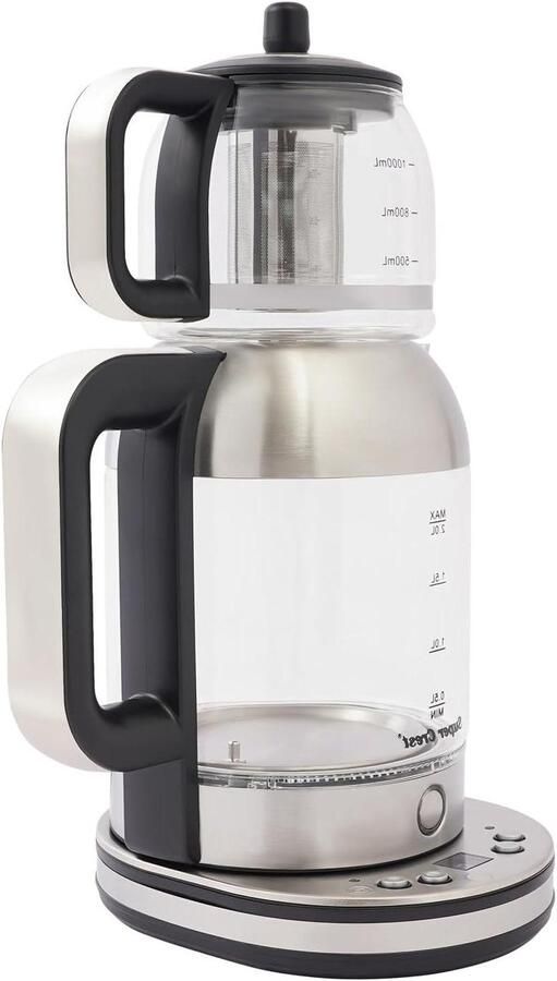 Theekoker Waterkoker Thee Zetten Dubbele Ketel Instelbaar 2.5 Liter Zwart