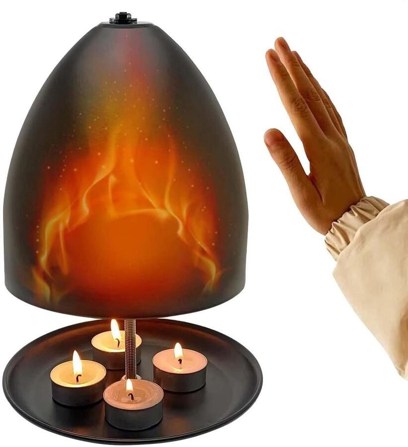 Theelicht Kaars Heater Theelicht Oven Warme Sfeer Creëren Dubbele Wand 17.5 cm Diameter Zwart