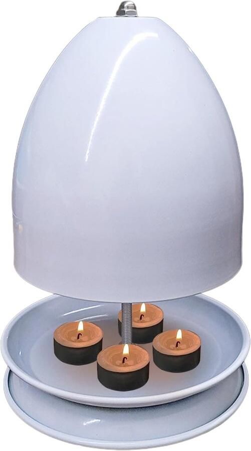 Theelicht Oven Kaars Heater Sfeervolle Verwarming Dubbelwandig Metaal 17.5cm Basis Diameter Wit