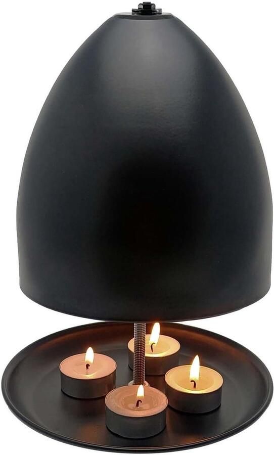 Theelicht verwarmer Metalen oven Huis verwarmen Dubbellaags ontwerp Diameter 17.5cm Zwart