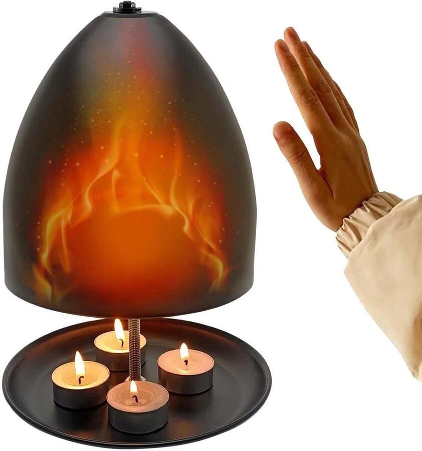 Theelichtkachel Kaarsverwarmer Kamer Opwarmen Met Hitteschild 17.5 x 27 cm Mat Zwart
