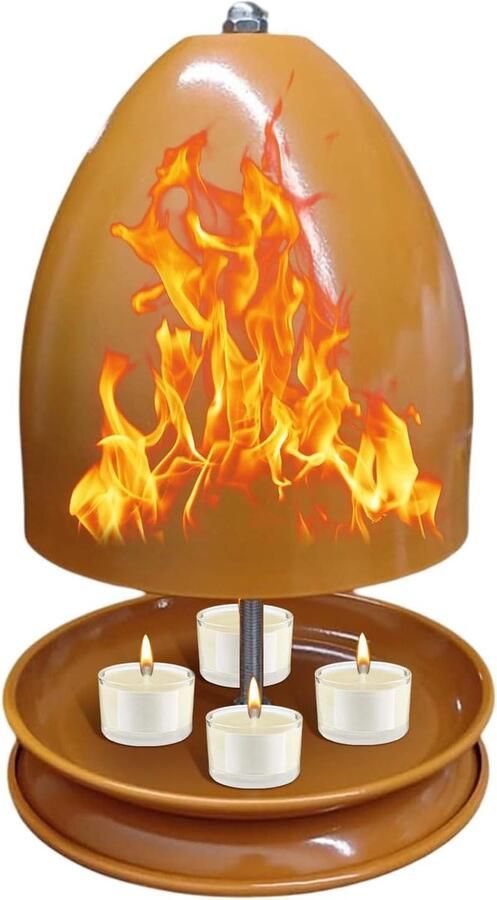 Theelichtverwarmer Kaarsverwarmer Oven Sfeer Creëren Dubbelwandige Isolatie 17.5 x 27 cm Oranje