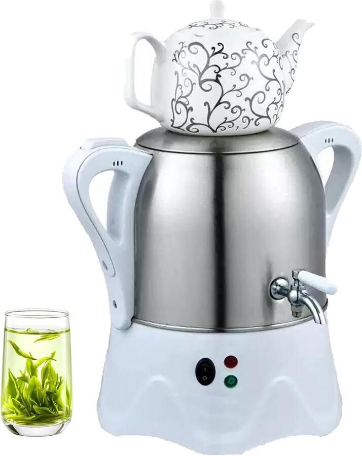 Theemaker Samovar Elektrische Ketel Thee Zetten Warmhoudfunctie Automatisch 3L 1L Wit
