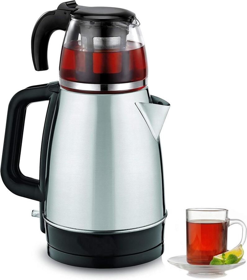 Theemaker Waterkoker Theepot Ketel Snel Thee Zetten 2-in-1 Functionaliteit 1.7 Liter Roestvrij Staal