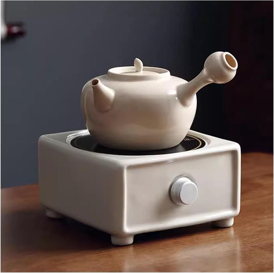 Theepot Aardewerkkachel Theezetter Waterkoker Thee Koken Snelle Verwarming 1100W Compact Formaat Zwart