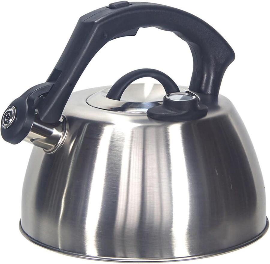 Theepot Ketel Waterkoker Roestvrijstaal Water Koken Met Fluitje 3.5L Zilver