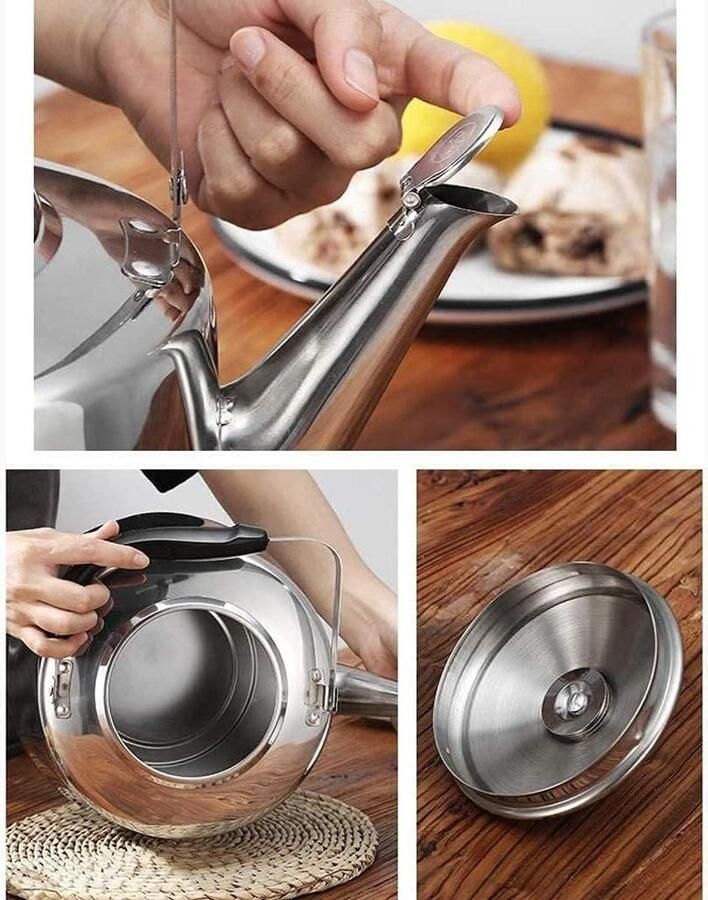 Theepot Kookplaat Fluitketel Water Koken 304 Roestvrij Staal 4L Zilver