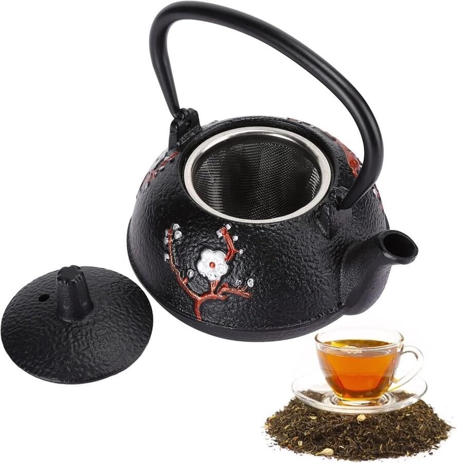 Theepot Kookplaat met Zetgroep Ongecoate Japanse Gietijzeren Theepot Zwart 10 oz