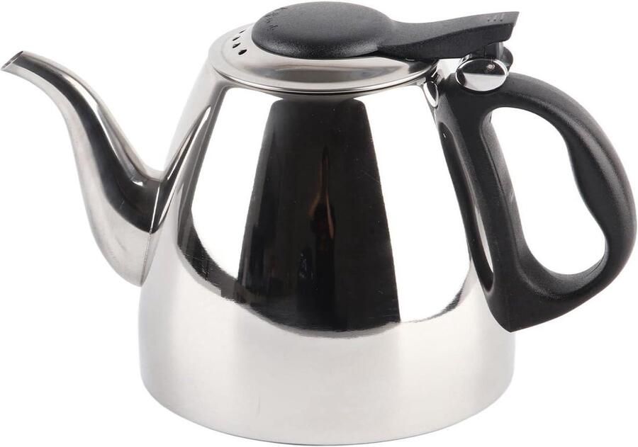 Theepot Kookplaat Roestvrijstalen Ketel Thee Zetten Efficiënte Verwarming 1.2 Liter Zilverkleurig