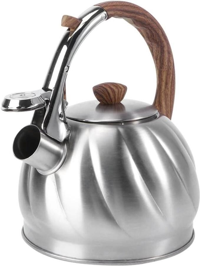 Theepot met Fluitje Waterkoker Fornuis Thee Zetten Automatisch Fluitje 2.0L Zilver