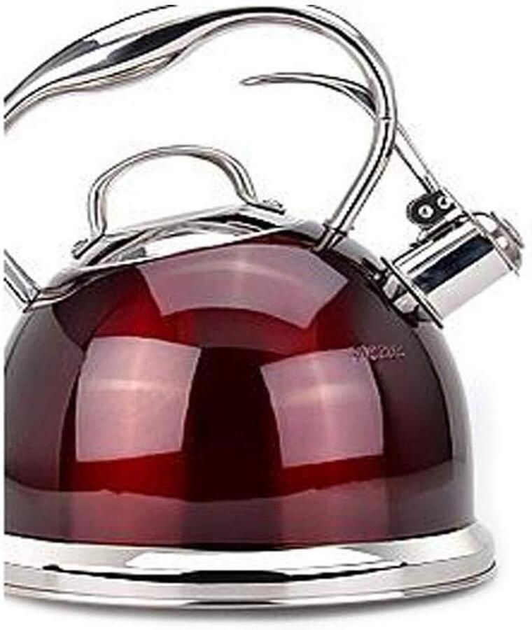 Theepot met fluitje Waterkoker rood Water koken Meerlaagse composiet bodem 3 Liter Rood