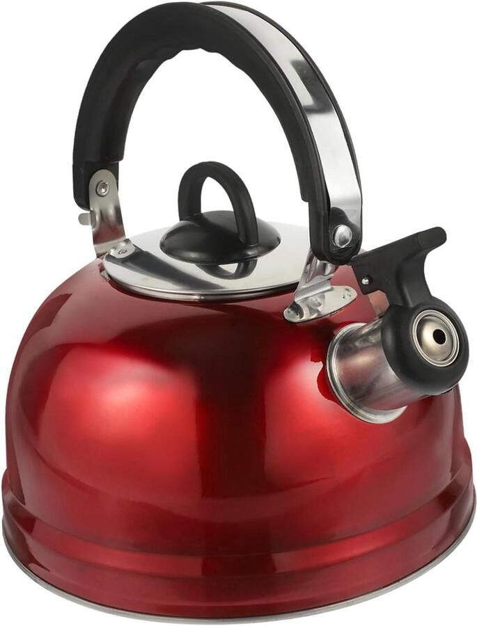 Theepot Roestvrij Staal Fluitketel Fornuis Water Koken Ergonomische Handgreep 3 Liter Rood