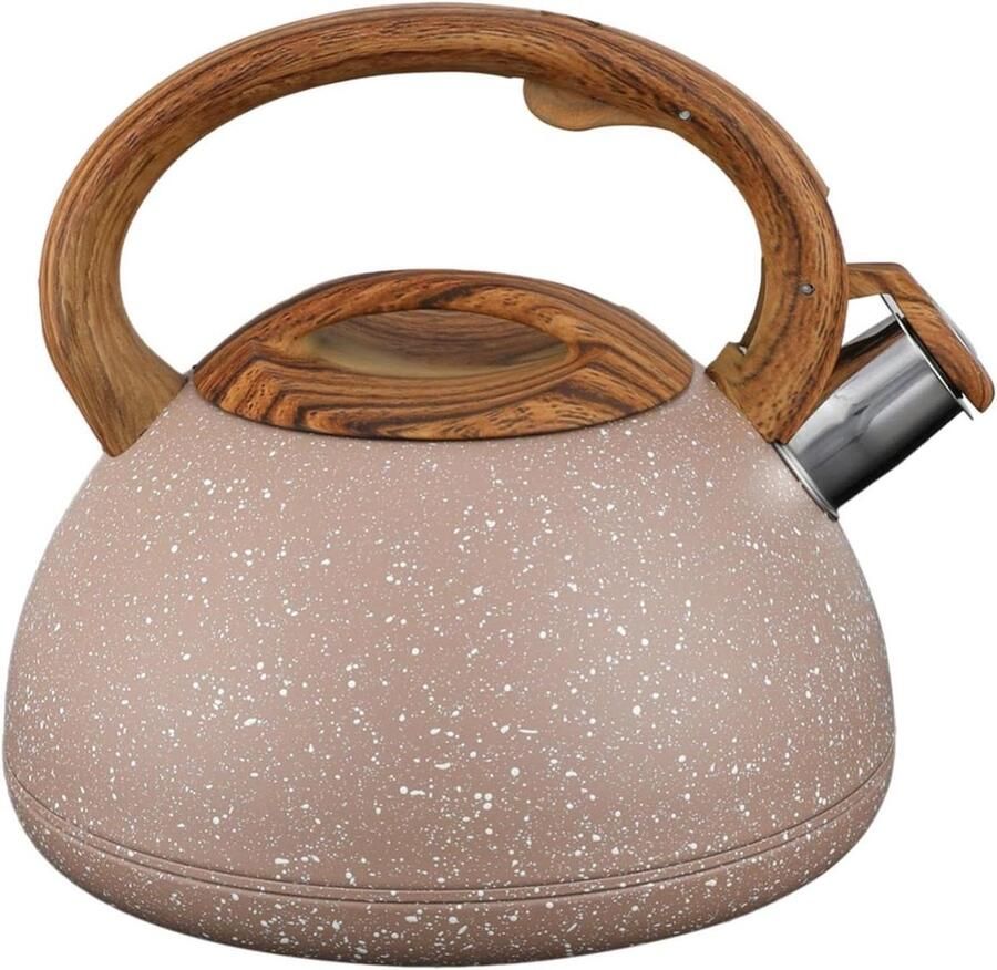 Theepot Roestvrijstaal Waterketel Water Koken Fluitende Tuit 3 Liter Lichtbruin