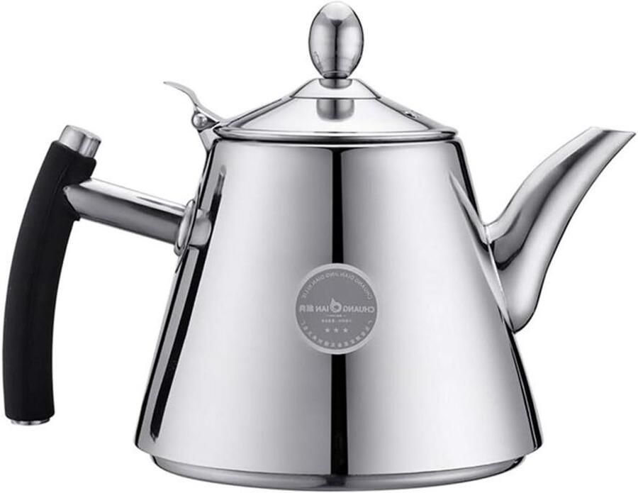 Theepot RVS Waterkoker Ketel Thee Zetten Vergrendelbare Deksel 1.2 liter Zilver