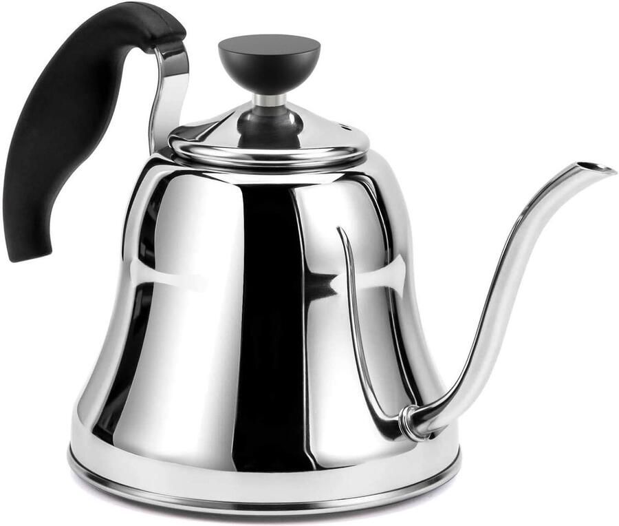 Theepot voor Inductie Koffieketel Waterketel Precisie Schenken Gooseneck Tuit 0.8 Liter Zilver