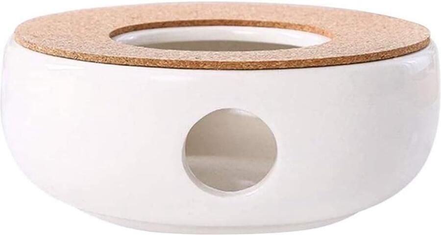 Theepot Warmhouder Theelicht Oven Dranken Warmhouden Keramische Basis 14.5 x 6 cm Wit