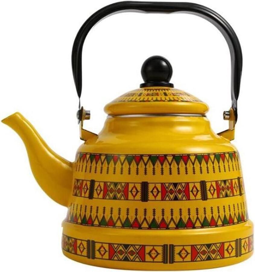 Theepot Waterkoker Emaille Ketel Water Koken Geschikt Inductie 1.1 Liter Zwart
