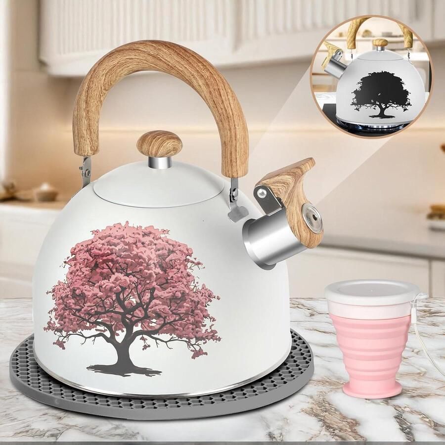 Theepot Waterkoker Kookpan Waterkoker Thee Zetten Kleurveranderend Design 2 Liter Melkwit