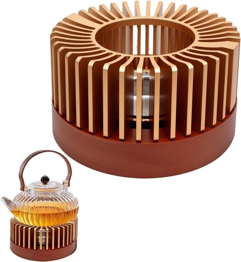 Theepotverwarmer Warmhoudplaat Thee Warm Houden Hol Gesneden Design 1 Stuks Bruin