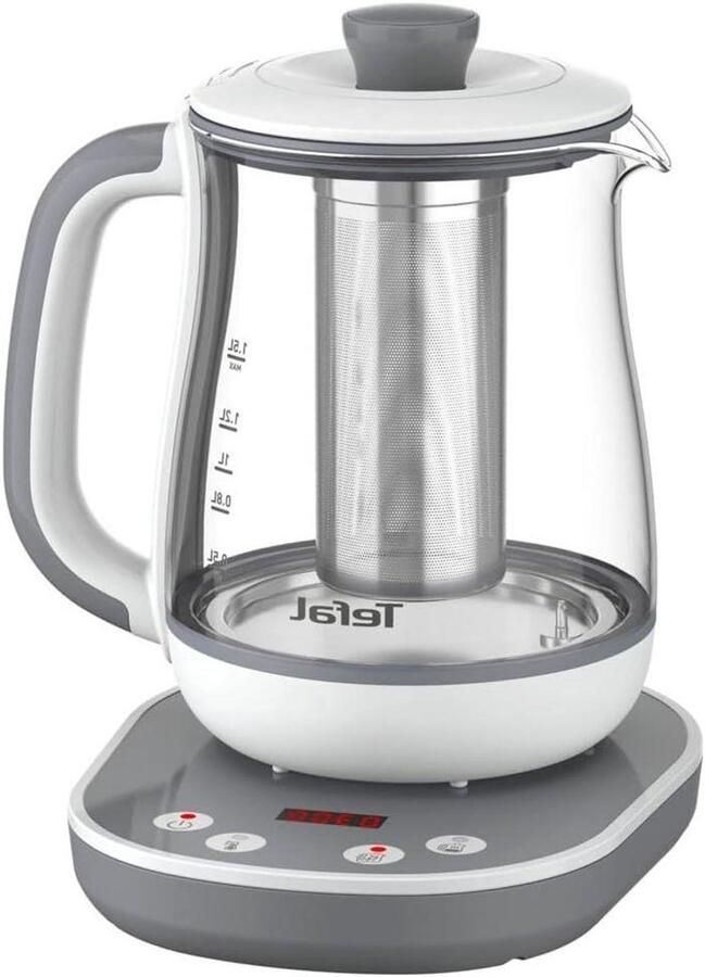 Theeprocessor Waterkoker Theemachine Thee Zetten 8 Temperatuurstanden 1.5 Liter Zilver Wit