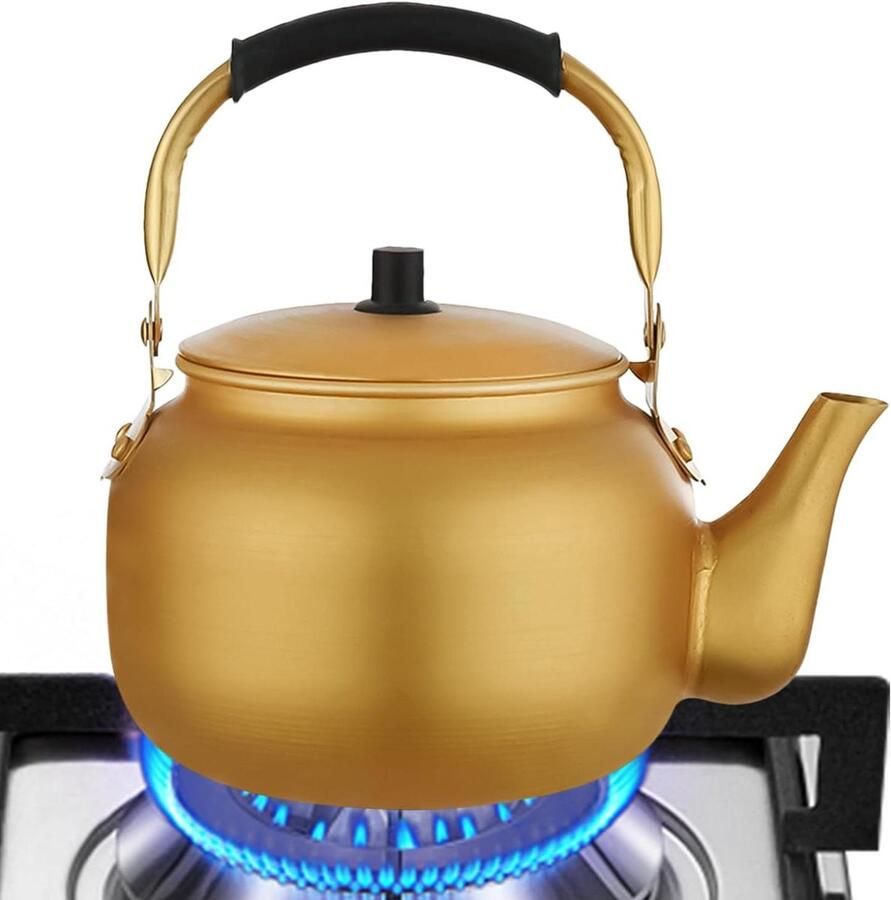 Theewaterkoker Fornuis ketel Thee zetten Lichtgewicht aluminium 1 liter Goud