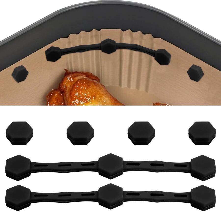 Thelauzy Airfryer Magnet Silicone Buckle Magneten voor Bakpapier Zwart Voorkomt Brandgevaar Keukenaccessoires voor Bakliefhebbers Ideaal