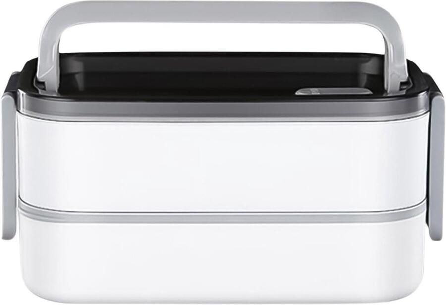 Thermische Broodtrommel Lunchbox Voedselcontainer Warme Maaltijden Onderweg Dubbellaags Stapelbaar 1200 ml Grijs