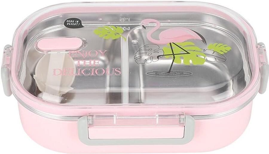 Thermische Lunchbox Draagbare Voedselcontainer Maaltijden Warm Houden Lekvrij Ontwerp 650 ML Roze