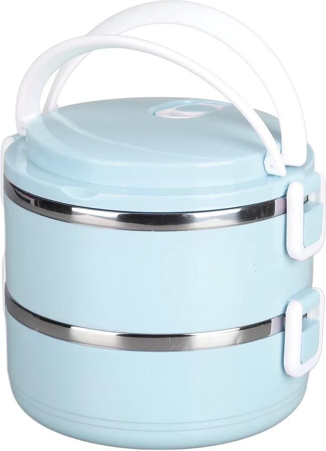 Thermische Lunchbox Voedselcontainer Maaltijd meenemen Dubbele laag 1 Liter Blauw