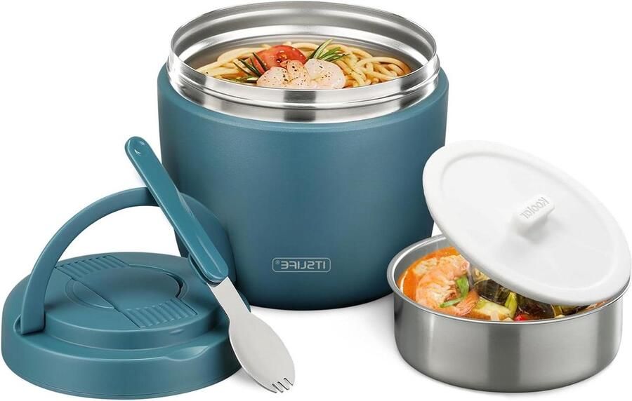 Thermische Voedselcontainer Isolerende Lunchbox Warm Eten Meenemen Lekvrij Ontwerp 970 ml Lichtblauw
