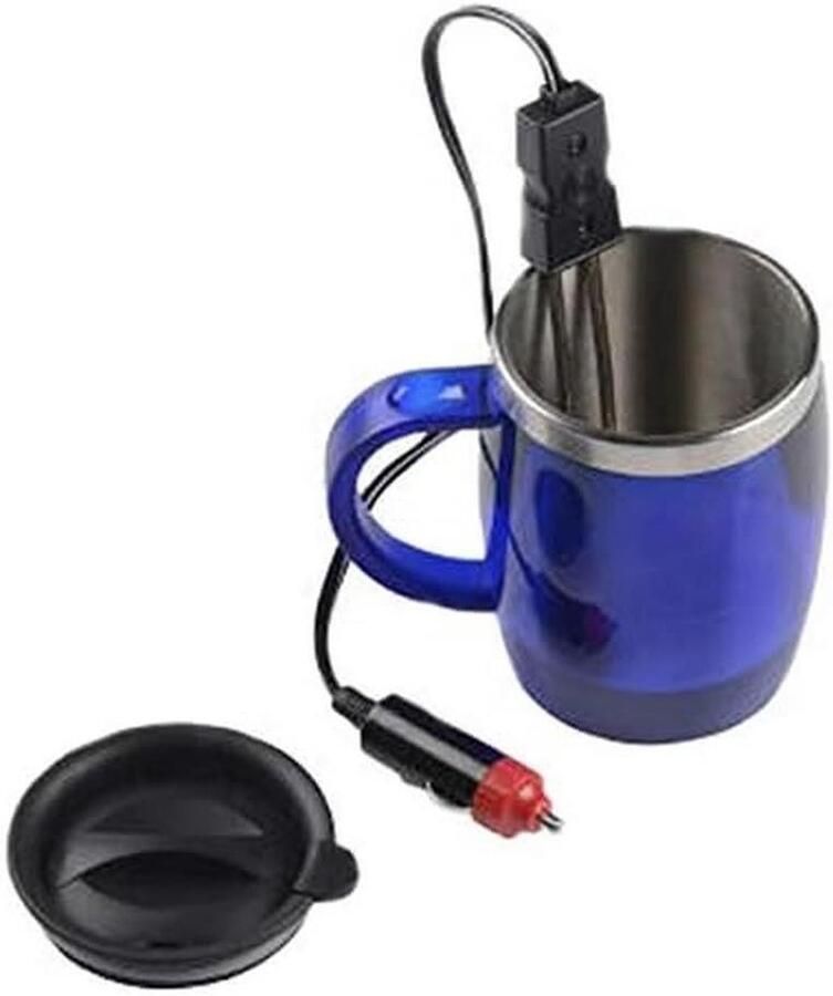 Thermo Cup Verwarmingskan Onderweg Water Koken Werkt op 24V 1 Liter Zilver
