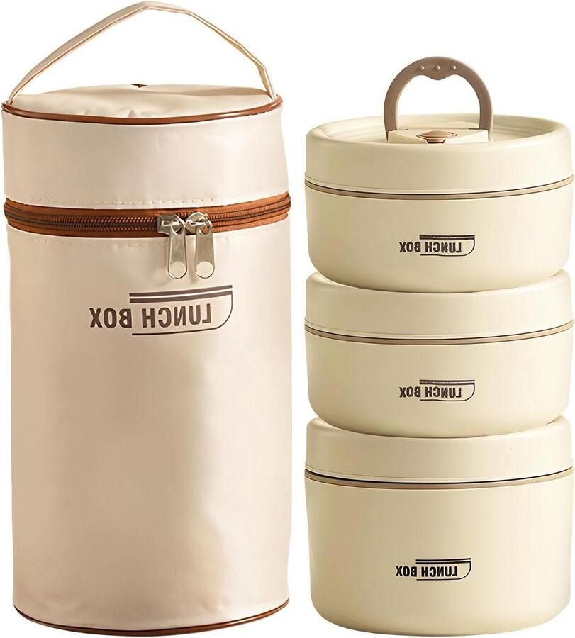 Thermo Lunchbox Maaltijd Container Warm Eten Vacuüm Isolatie 3 Delige Set A