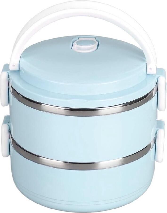 Stapelbare Lunchbox Thermos Lunchtrommel Warme Maaltijden Vervoeren Dubbele Voedselcontainers Blauw