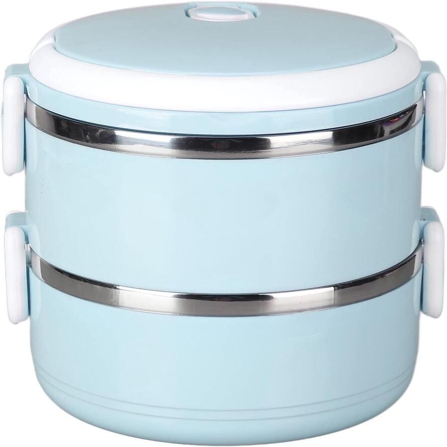 Thermo lunchbox Thermoskan voedsel Warme maaltijd meenemen Stapelbaar ontwerp Dubbele laag Blauw