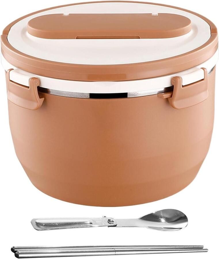 Thermo lunchbox Warmhoudcontainer voedsel Maaltijden meenemen Dubbellaags vacuüm isolatie 1.5 liter inhoud Grijs