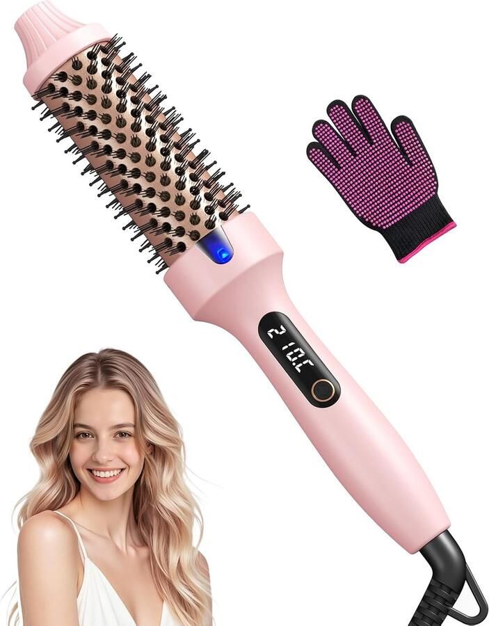 Thermoborstel voor haar 38 mm thermische borstel voor volume en blowout Ionische anti-kroes 6 temperaturen led-display 250 g licht dubbele spanning alleen droog haar