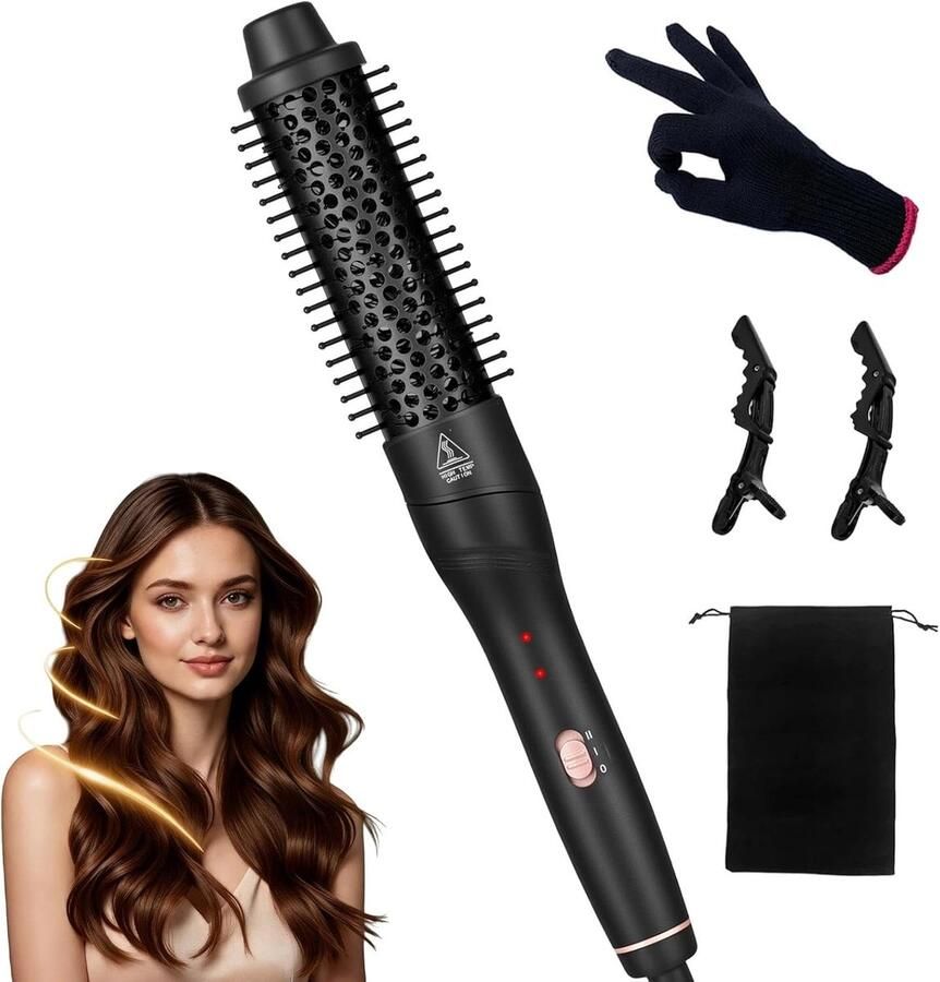 Thermoborstel voor haar professionele ronde borstel 38 mm met hete lucht voor krullen en volume krultang en gladmaken volumegevend voor snelle styling