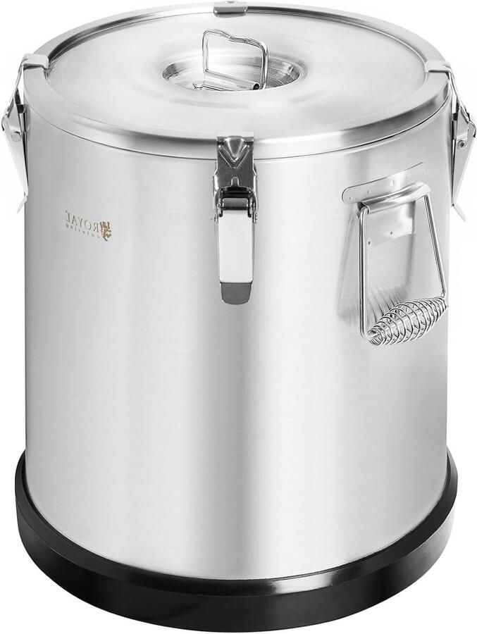 Thermos Container Warmhoudbak RVS Eten Warm Houden Dubbelwandige Isolatie 22 Liter Zilver