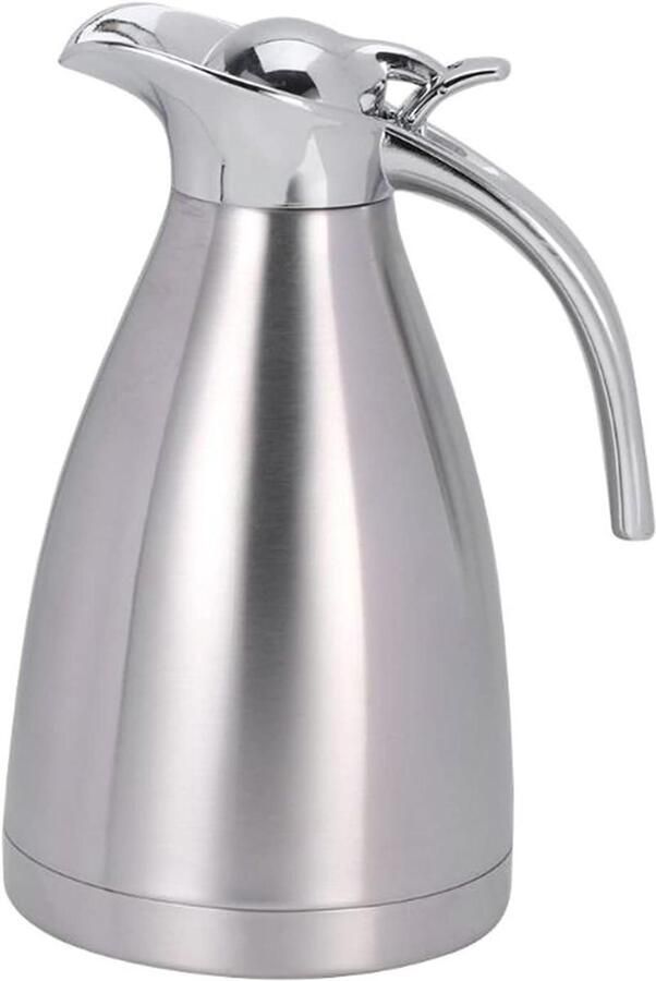 Thermos Kan Isolatiekan Karaf Dranken Warm Houden RVS Dubbelwandig 2.0 Liter Zilver